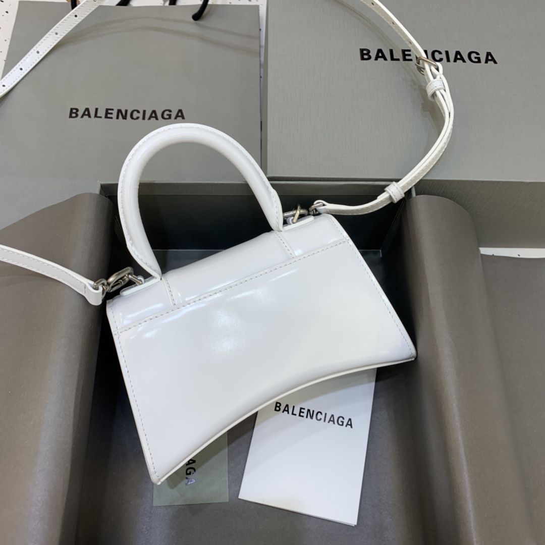 Balenciaga Hourglass XS Handbag Box Calfskin Shoulder Bag White